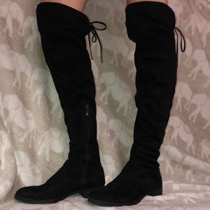 Over the Knee Black Suede Boots 7.5